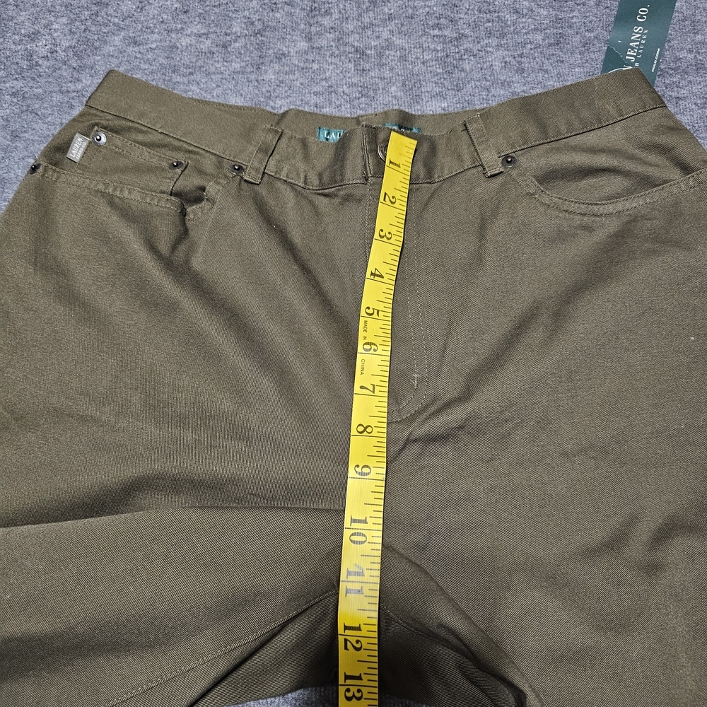 Lauren Ralph Lauren Olive Green High Waist Straight Leg Pants Size 10 NWT - Picture 6 of 9